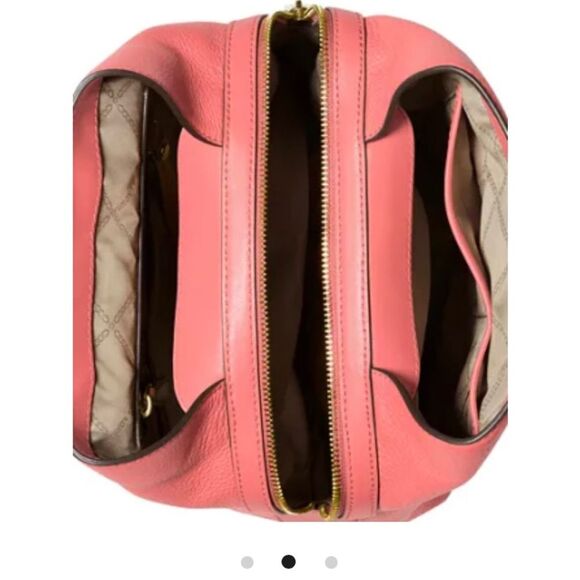 NWT Michael Kors RAVEN LEATHER BACKPACK Pink Grapefruit Peach Purse Spring - Picture 2 of 13